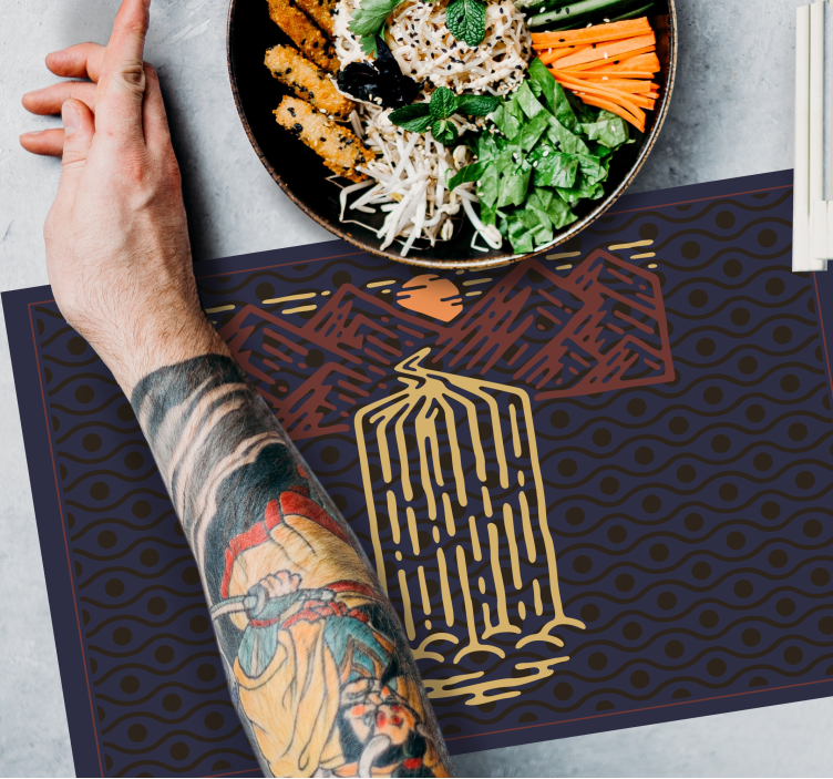 Set de table original scène de cascade en montagne - TenStickers