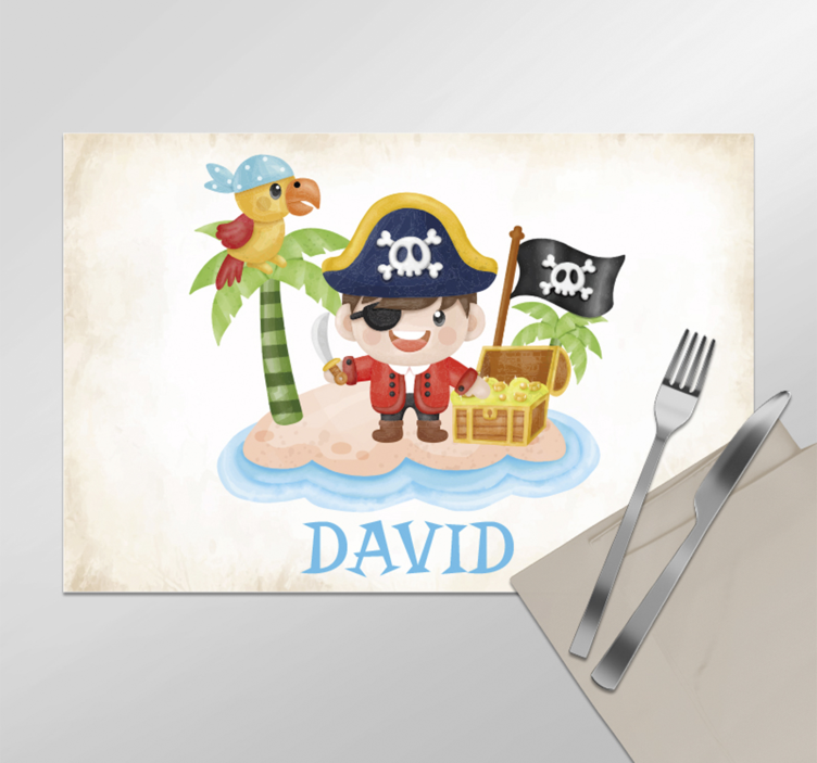Set de table pirate dessin animé avec prénom - TenStickers
