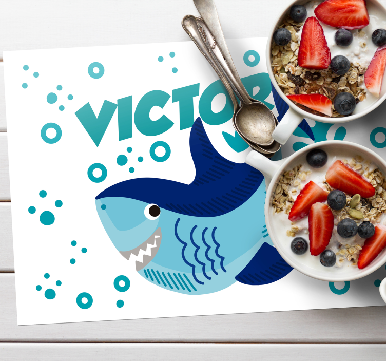 Set de table Requin avec nom  - TenStickers