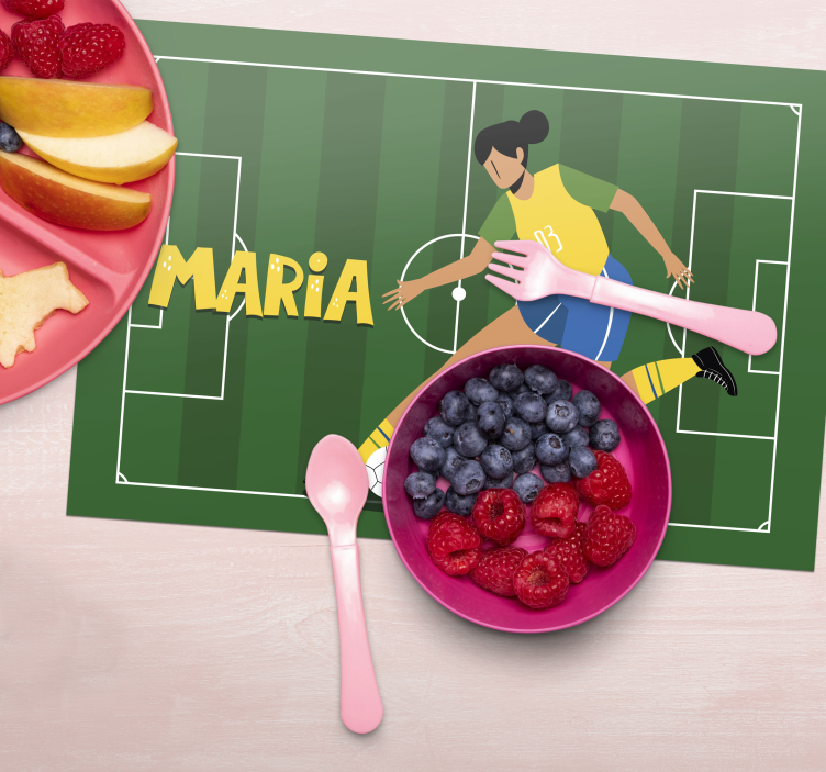 Set de table style football féminin et prénom - TenStickers