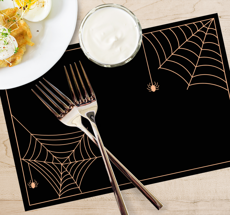 Set de table Halloween Toile araignée fond noir - TenStickers