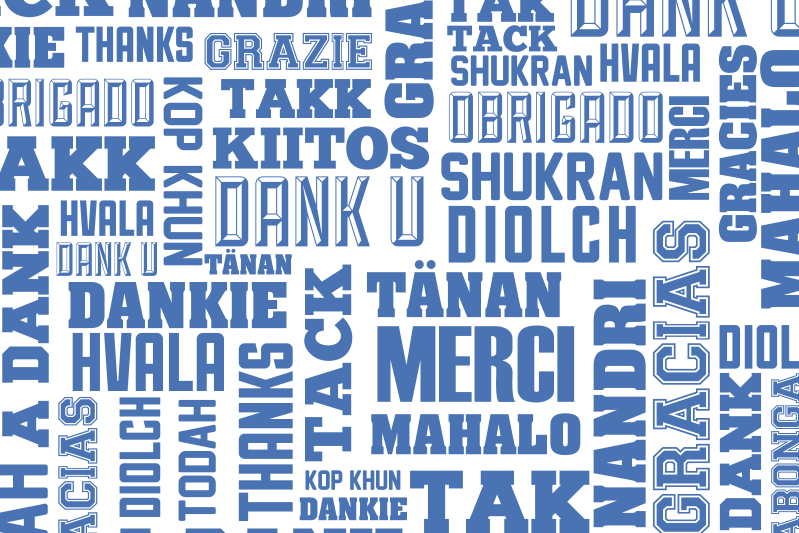 Set de table Texte Merci dans plusieurs langues - TenStickers
