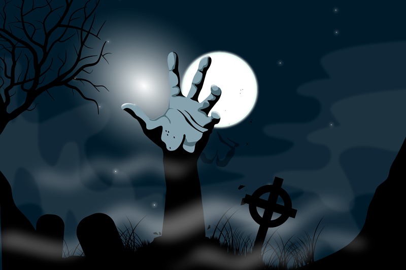 Set de table halloween scène de cimetière effrayant - TenStickers