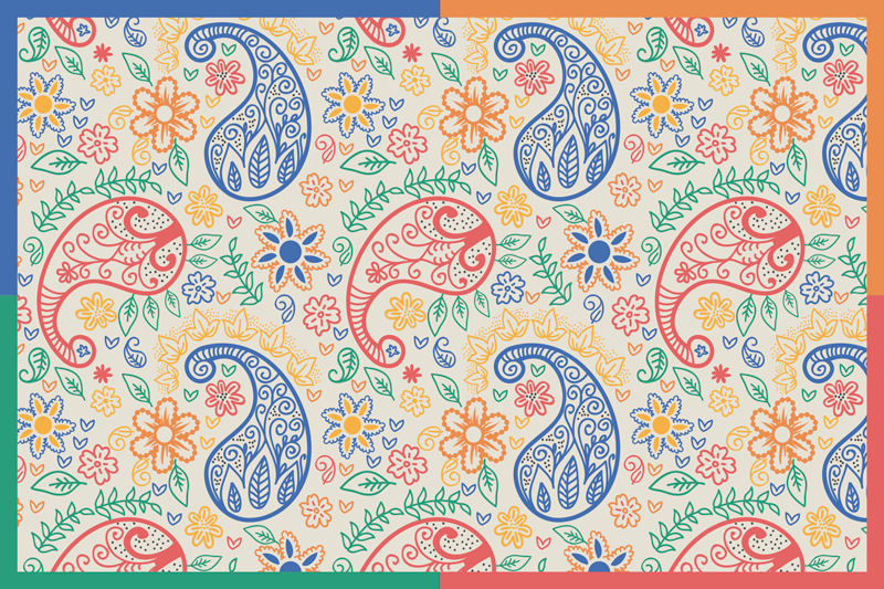 Set de table design bois imprimé paisley coloré - TenStickers