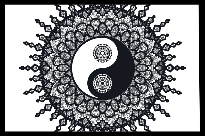 Set de table design bois motif mandala yin yang - TenStickers