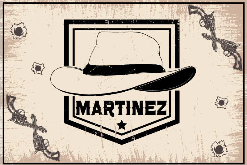 Set de table Chapeau de cow-boy avec nom - TenStickers