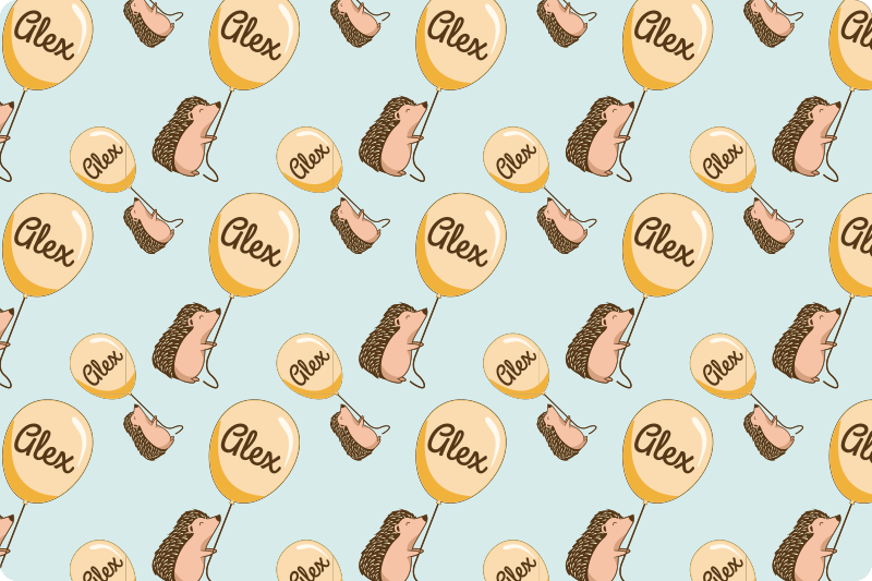 Set de table design enfant hérisson avec ballons prénom - TenStickers