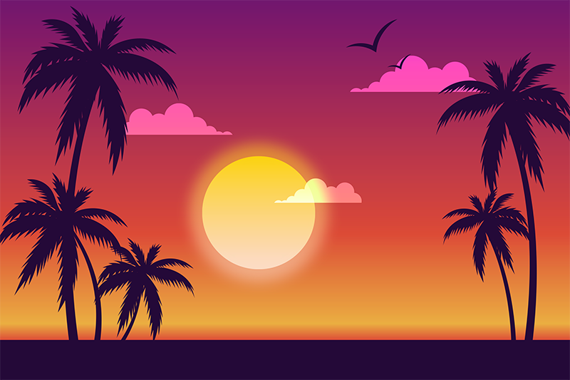 Set de table moderne scène de coucher de soleil tropical - TenStickers