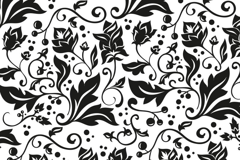Set de table design bois motif floral noir - TenStickers