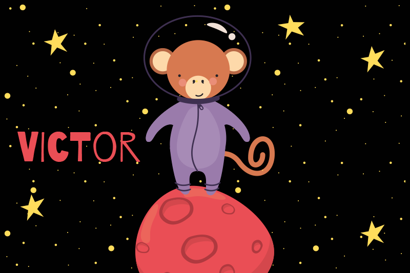 Set de table design enfant aventure de singe astronaute - TenStickers