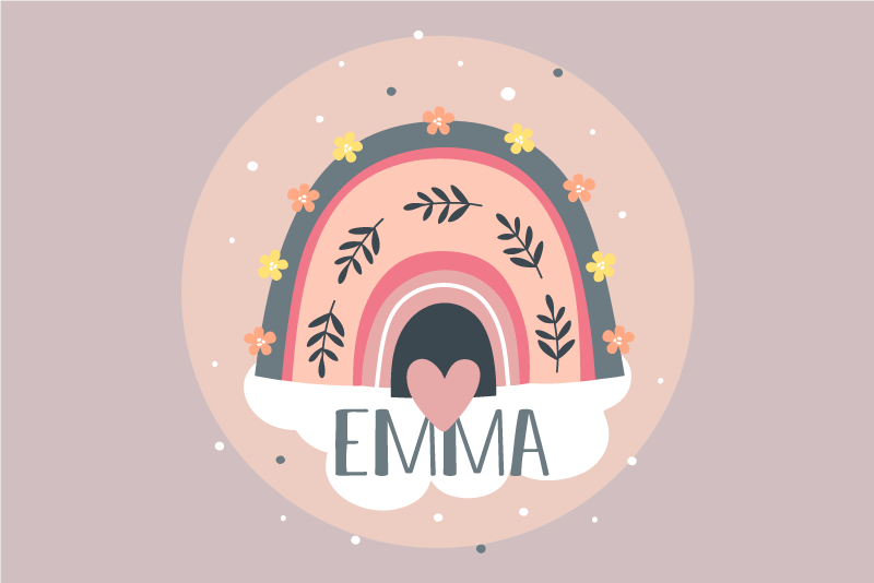 Set de table design enfant motif floral arc-en-ciel - TenStickers