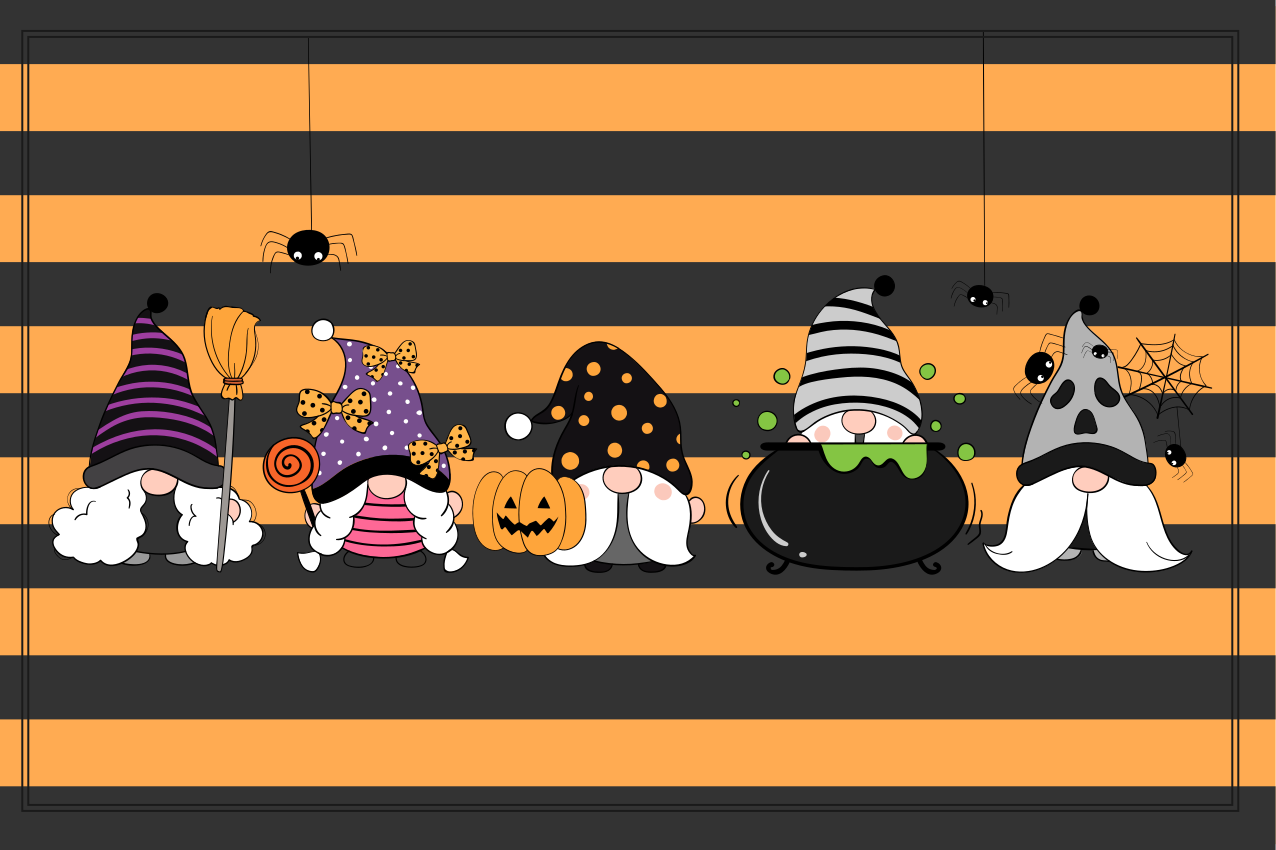 Set de table halloween chapeaux de gnome halloween - TenStickers