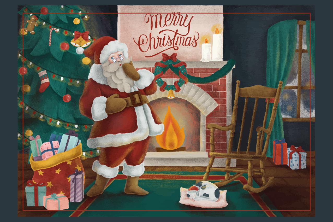 Set de table noël rassemblement du père noël - TenStickers