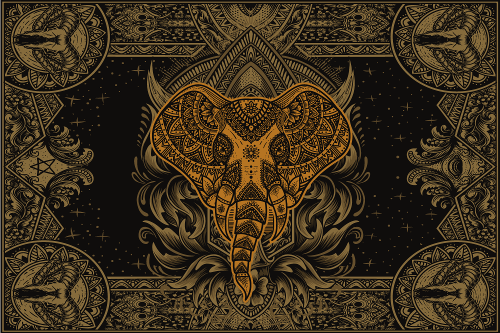 Set de table original motif éléphant élaboré - TenStickers