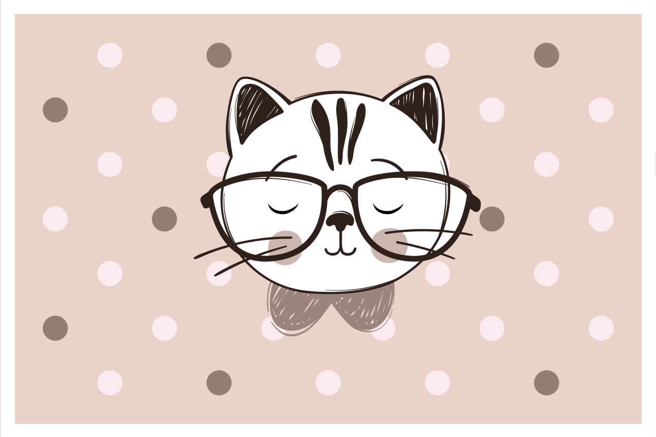 Set de table design enfant chat avec lunettes - TenStickers
