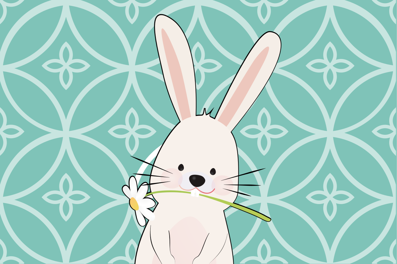 Set de table design enfant lapin mignon avec fleur - TenStickers