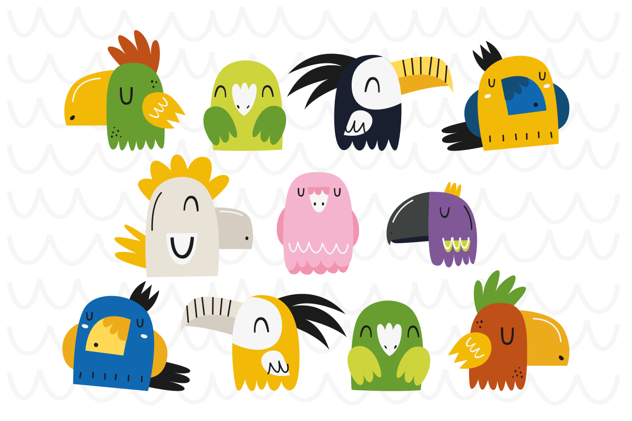 Set de table design enfant têtes d'oiseaux colorées - TenStickers