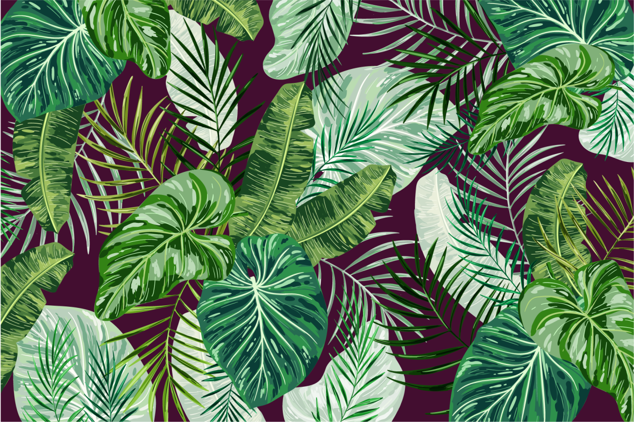 Set de table design bois feuillage tropical - TenStickers