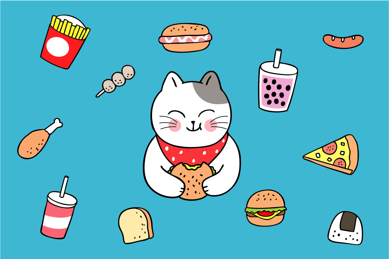 Set de table design enfant chat mignon en train de manger - TenStickers