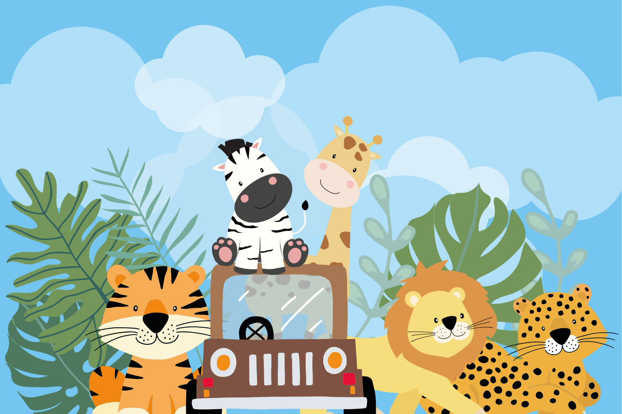 Set de table design enfant scène de safari animal - TenStickers