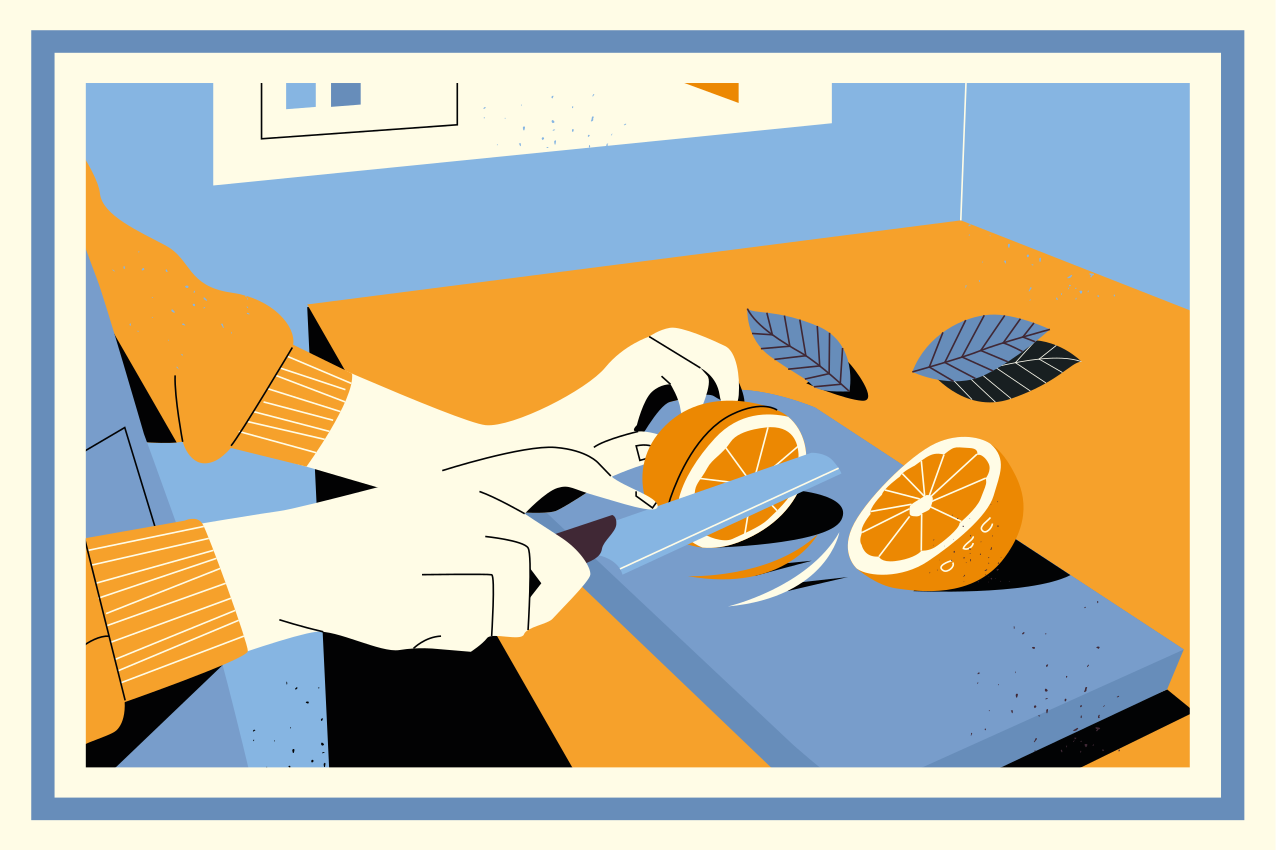 Set de table moderne trancher des oranges fraîches - TenStickers