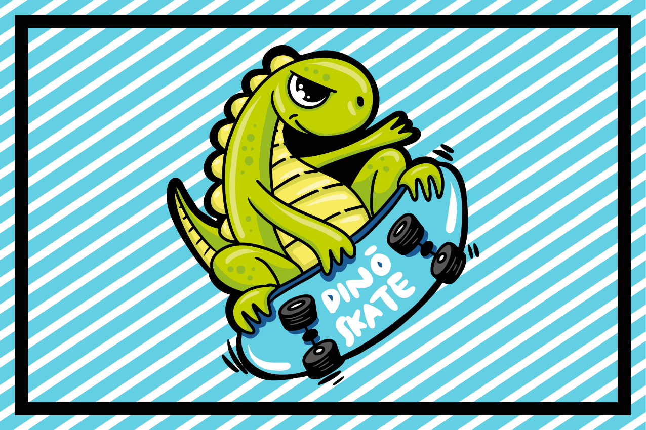Set de table design enfant aventure de dino skateboard - TenStickers