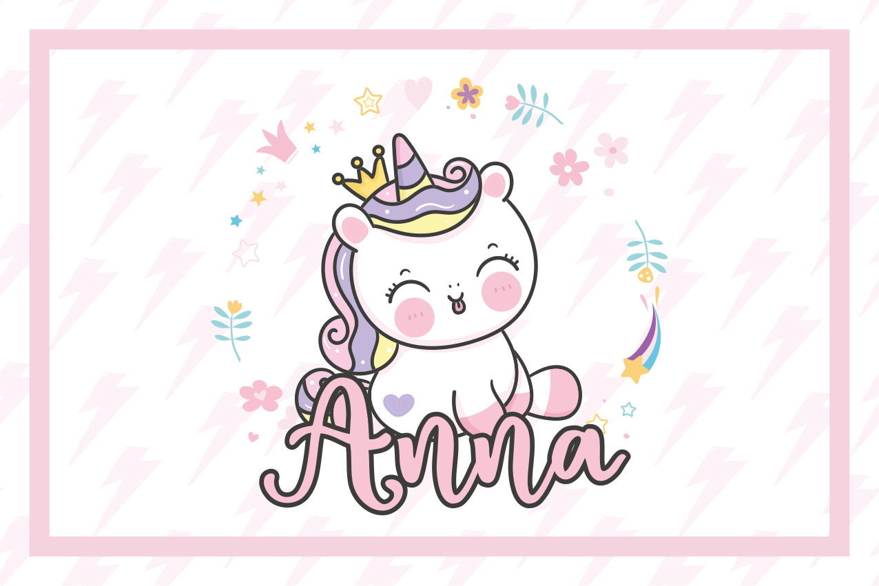 Set de table design nom Joli bébé licorne - TenStickers