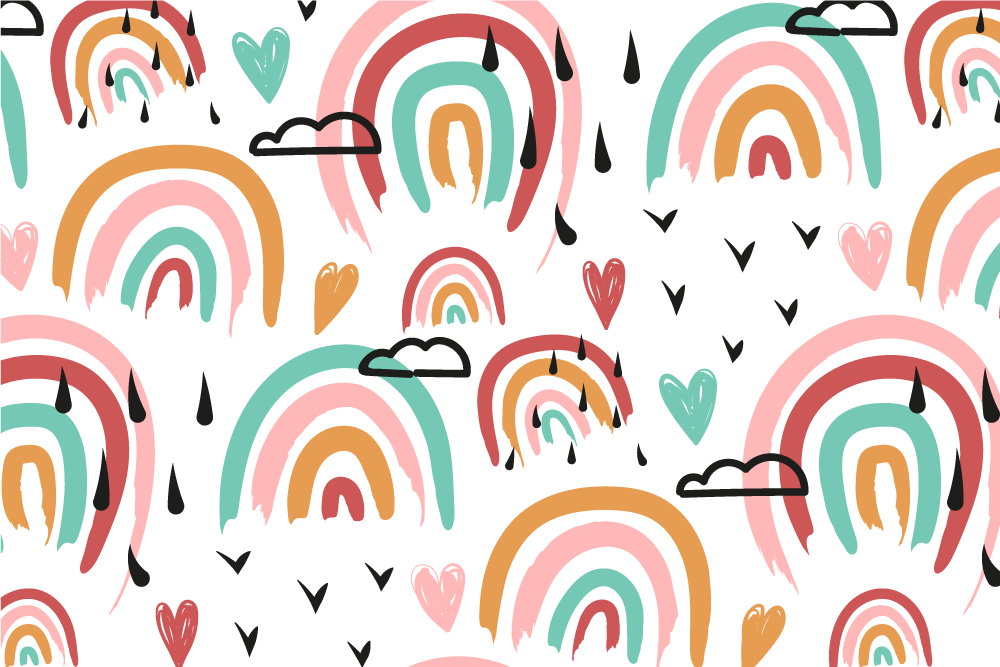 Set de table design enfant motif cœurs arc-en-ciel - TenStickers