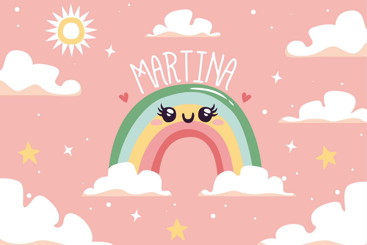 Set de table design enfant scène de arc-en-ciel joyeux - TenStickers