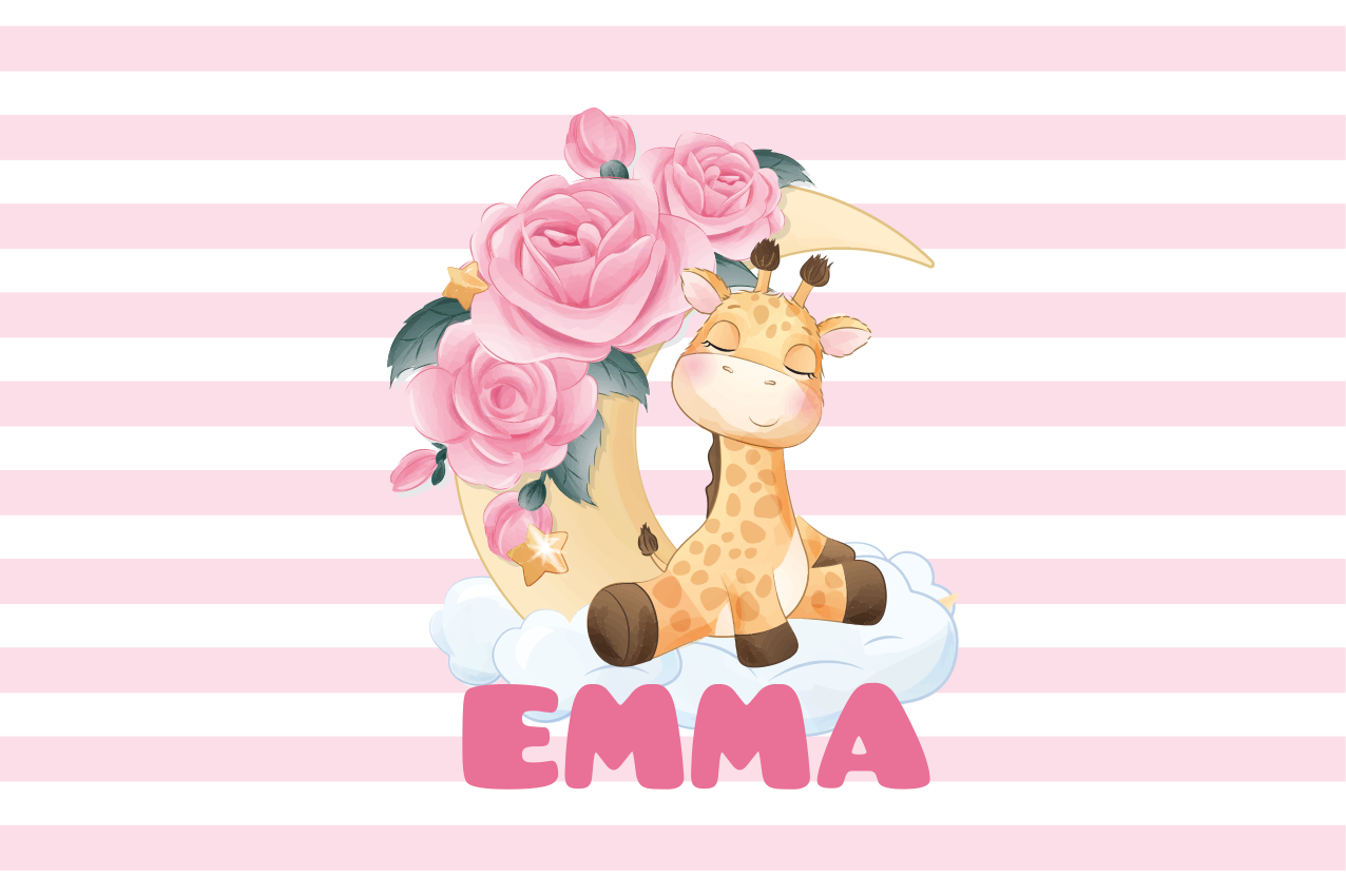 Set de table design enfant girafe avec roses - TenStickers