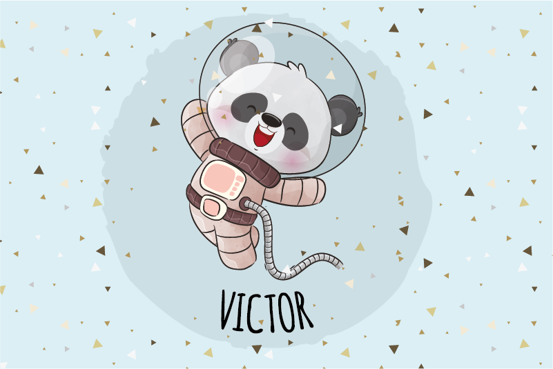 Set de table enfant panda mignon avec prénom - TenStickers