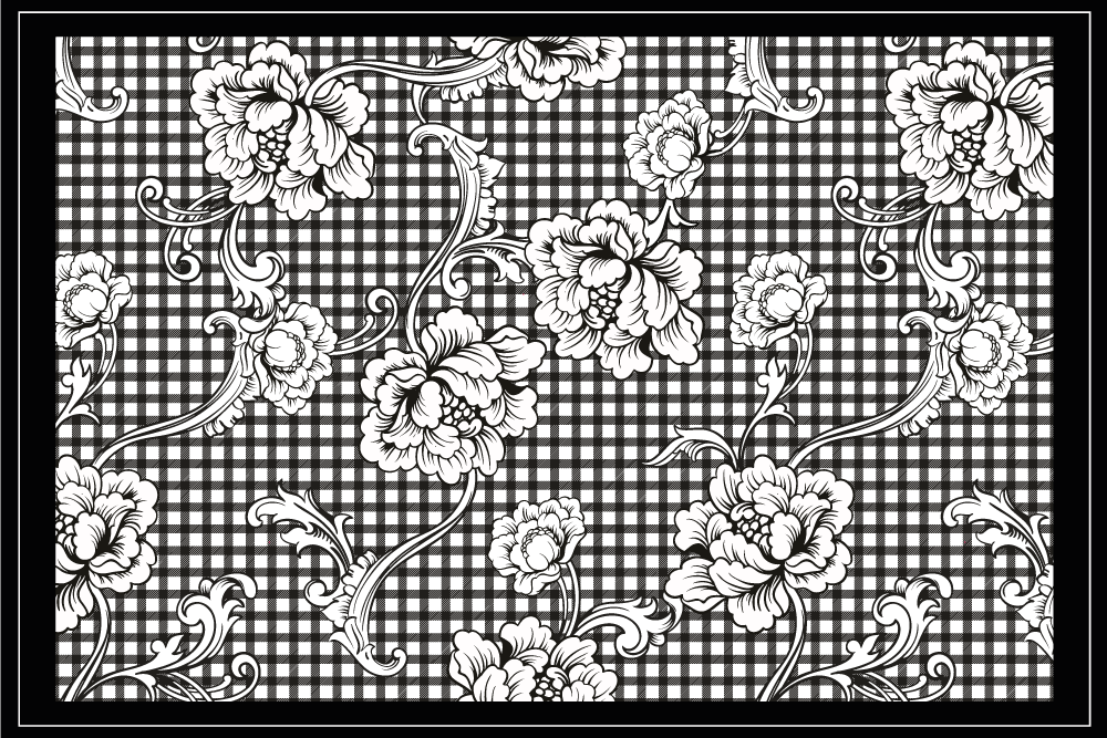 Set de table design élégant motif floral noir - TenStickers