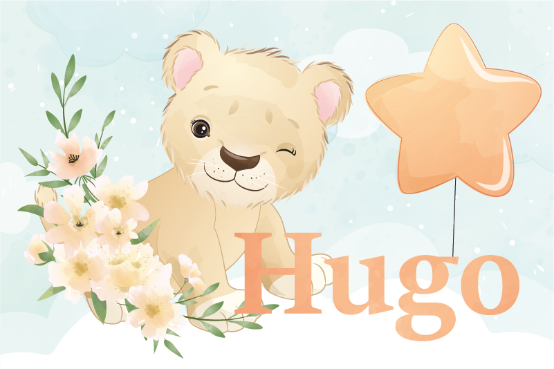 Set de table lion mignon pour garçon avec nom - TenStickers