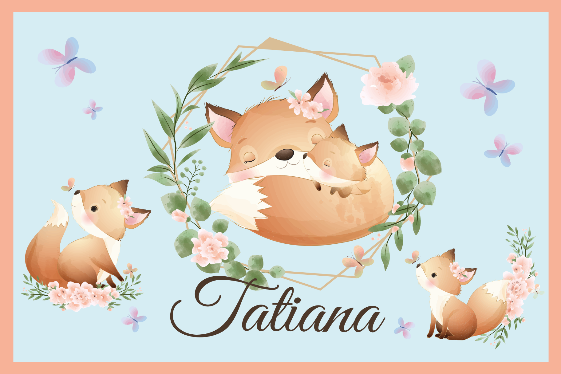 Set de table design enfant famille de renards mignons - TenStickers