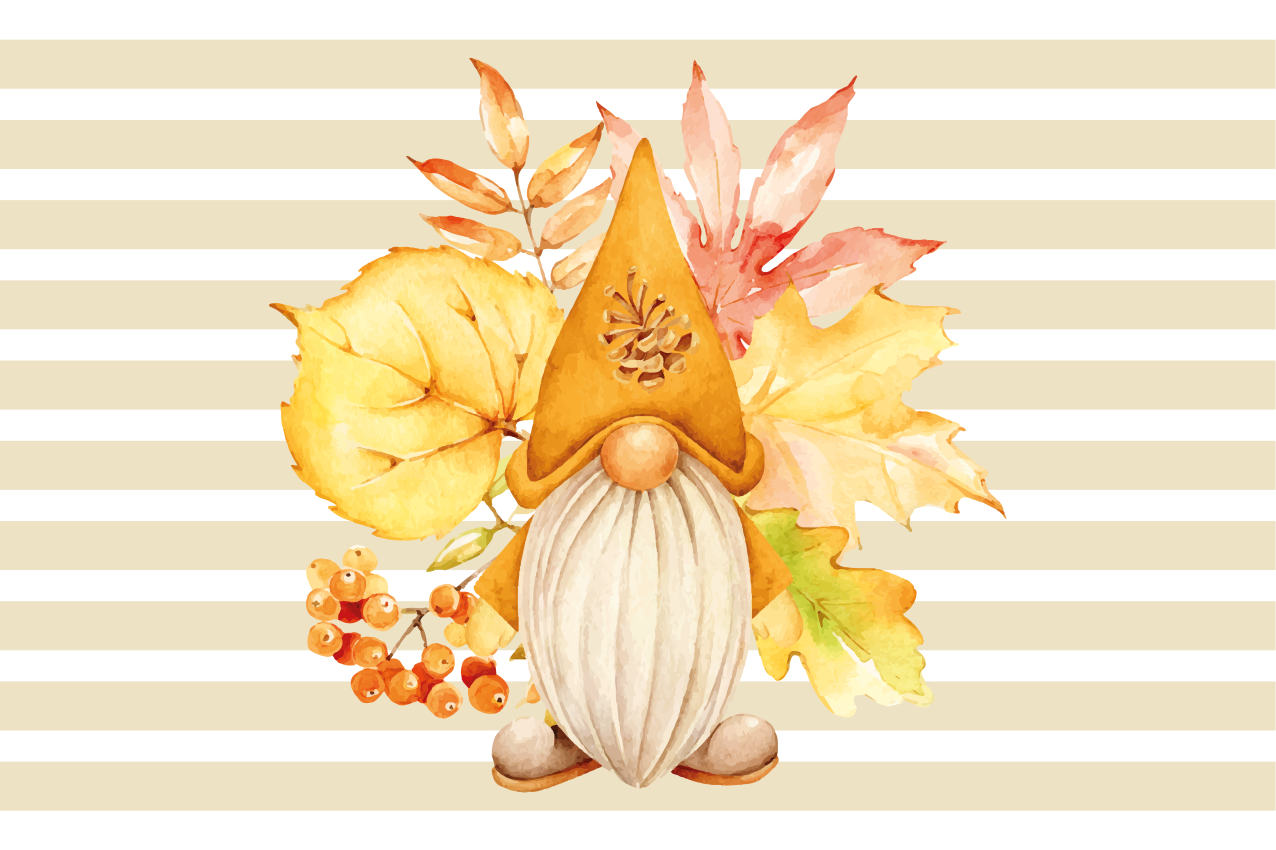Set de table original gnome avec feuilles d'automne - TenStickers
