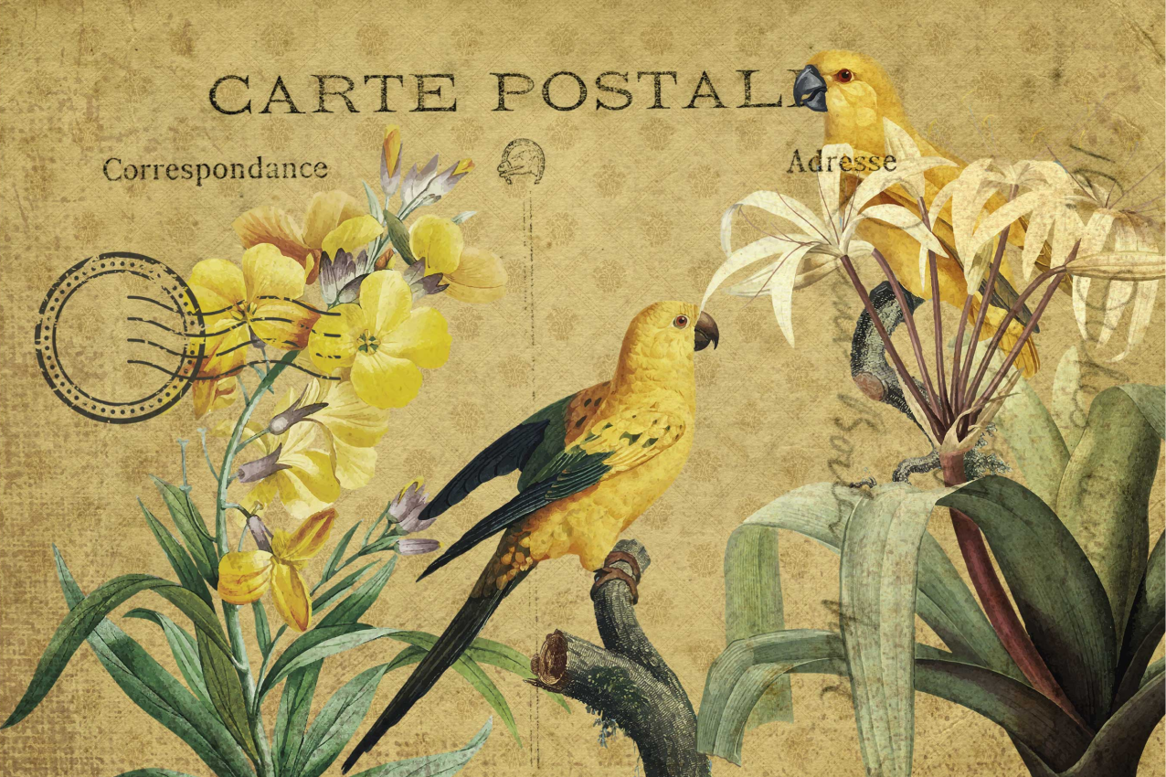 Set de table original carte postale florale vintage - TenStickers