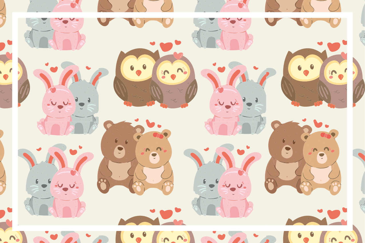 Set de table design enfant couples d'animaux mignons - TenStickers