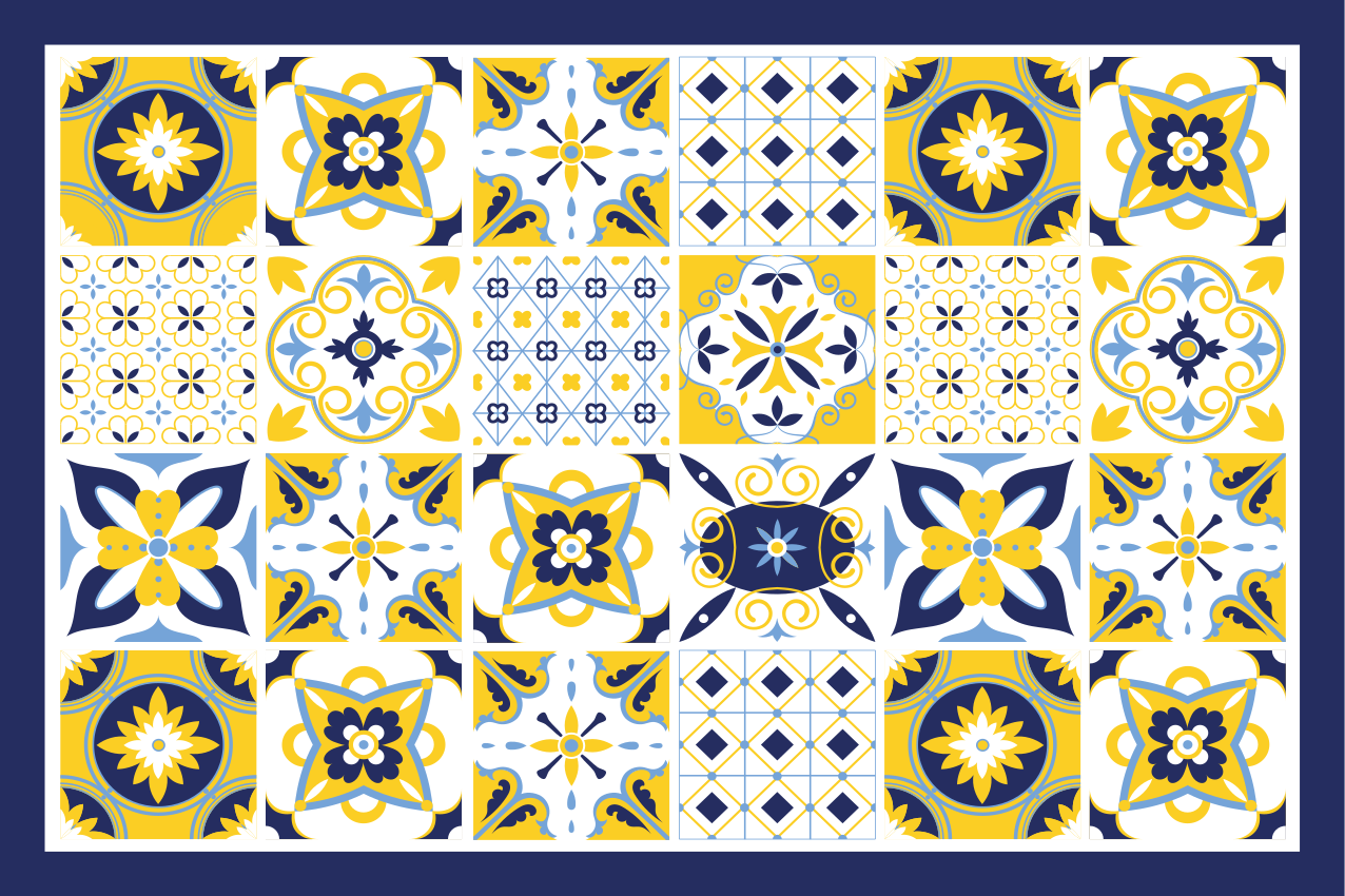 Set de table design bois motifs de carreaux colorés - TenStickers