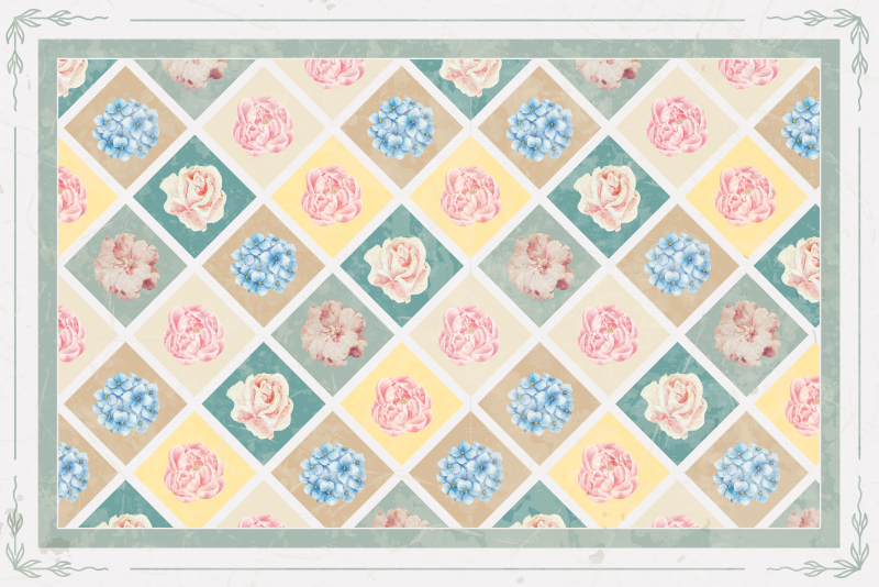 Set de table losanges avec des fleurs - TenStickers