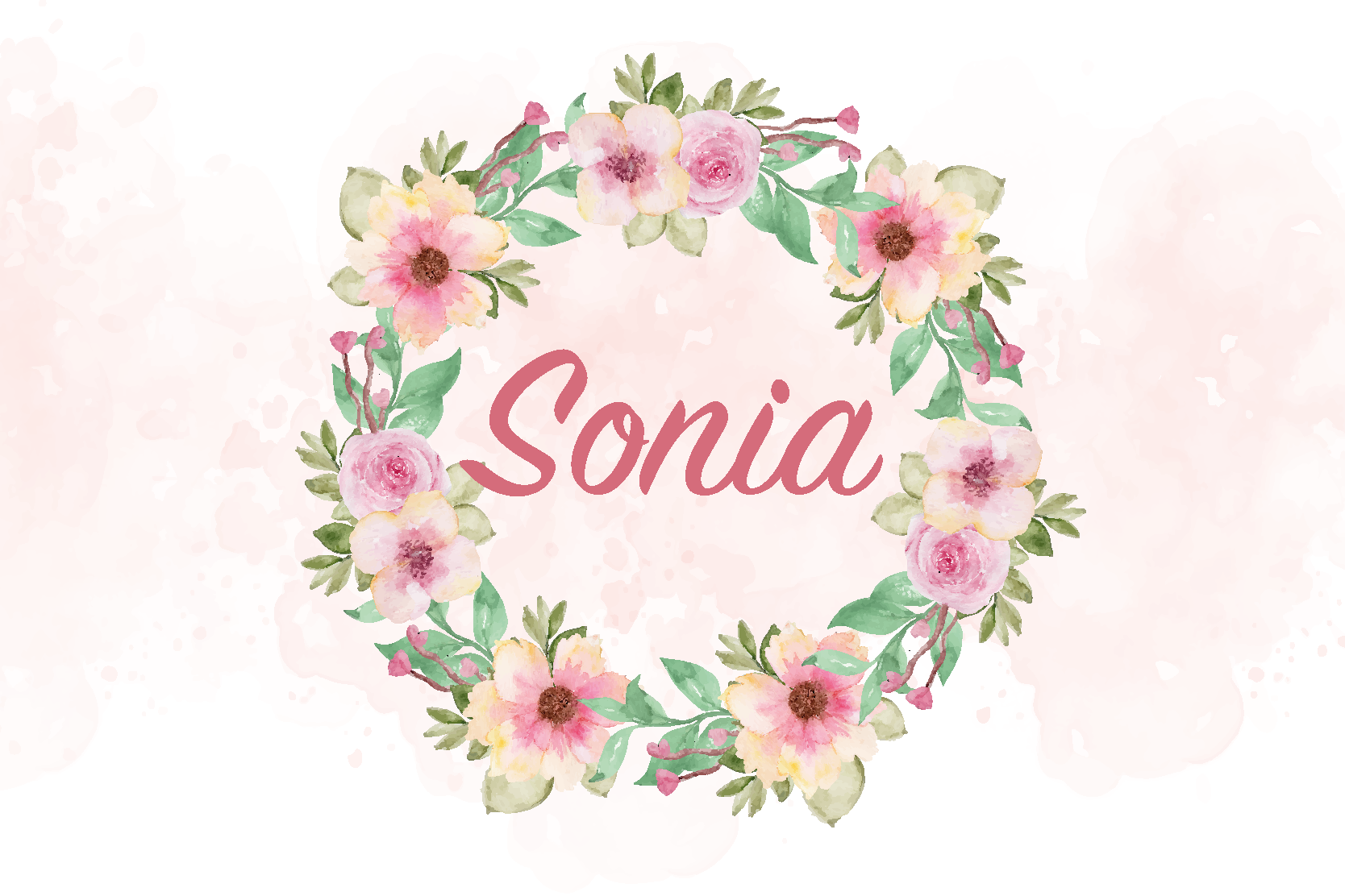 Set de table design fleurs aquarelles avec nom - TenStickers