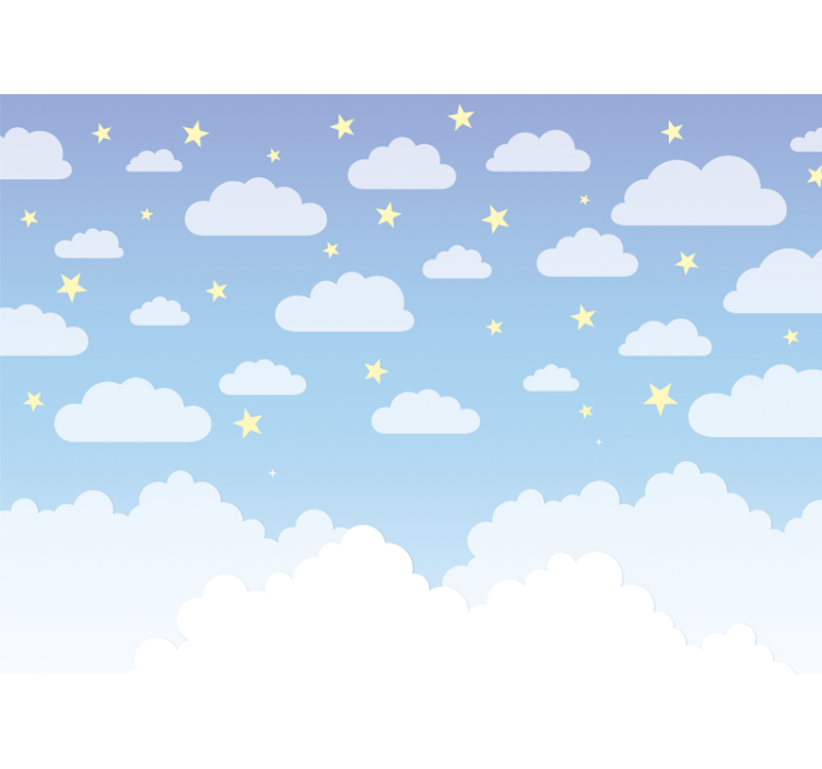 Tapisserie pour chambre bébé nuages et étoiles - TenStickers