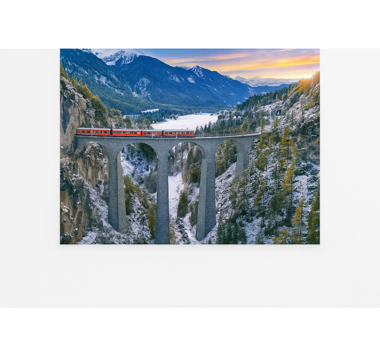 Tapisserie montagne train suisse sur le viaduc de landwasser - TenStickers