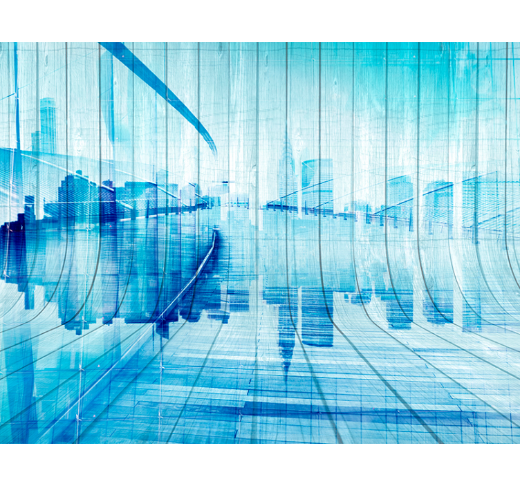 Papier peint bois city skyline ville - TenStickers