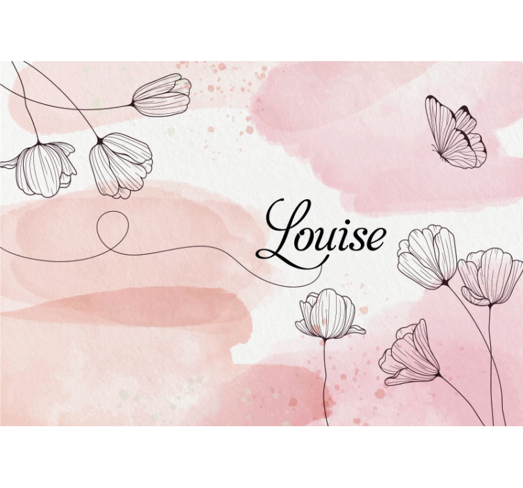 Papier peint chambre ado fleurs avec nom - TenStickers