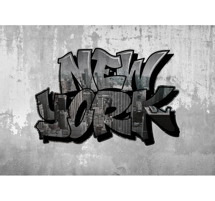 Tapisserie murale chambre ado graffiti vue New York - TenStickers