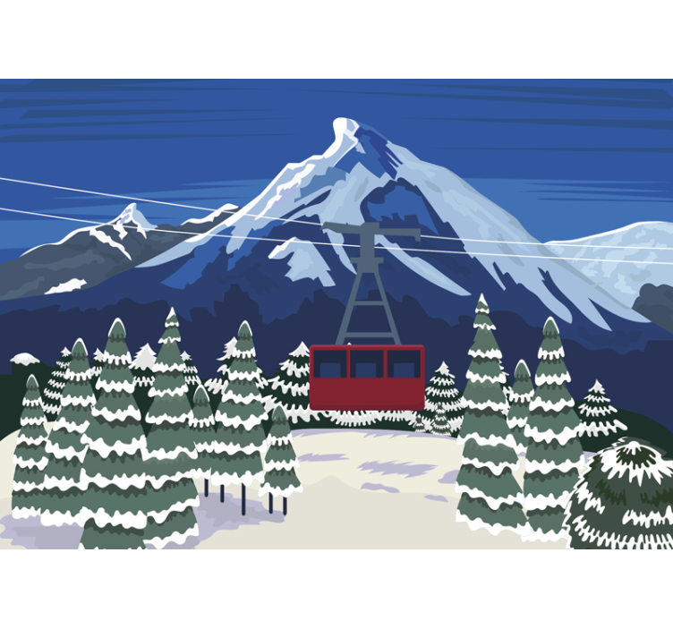 Papier peint montagne dessin neige - TenStickers