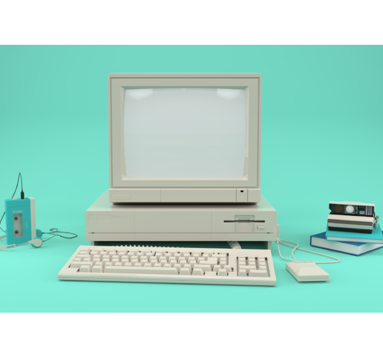 Tapisserie véhicule configuration d'ordinateur vintage - TenStickers