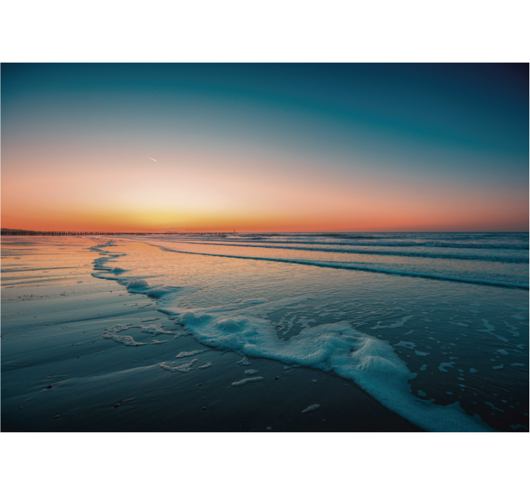 Tapisserie nature vagues de l'océan au coucher du soleil - TenStickers