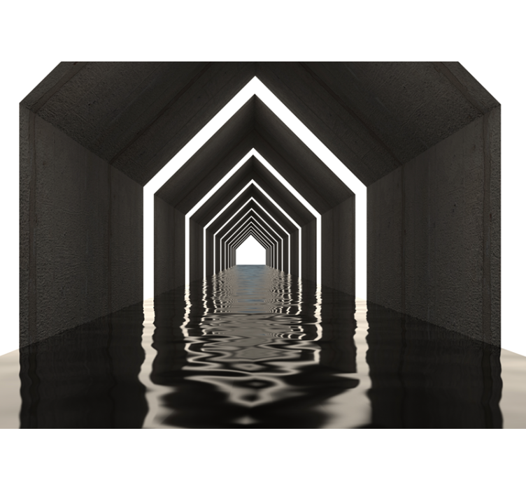 Tapisserie 3D perspective du tunnel réfléchissant - TenStickers