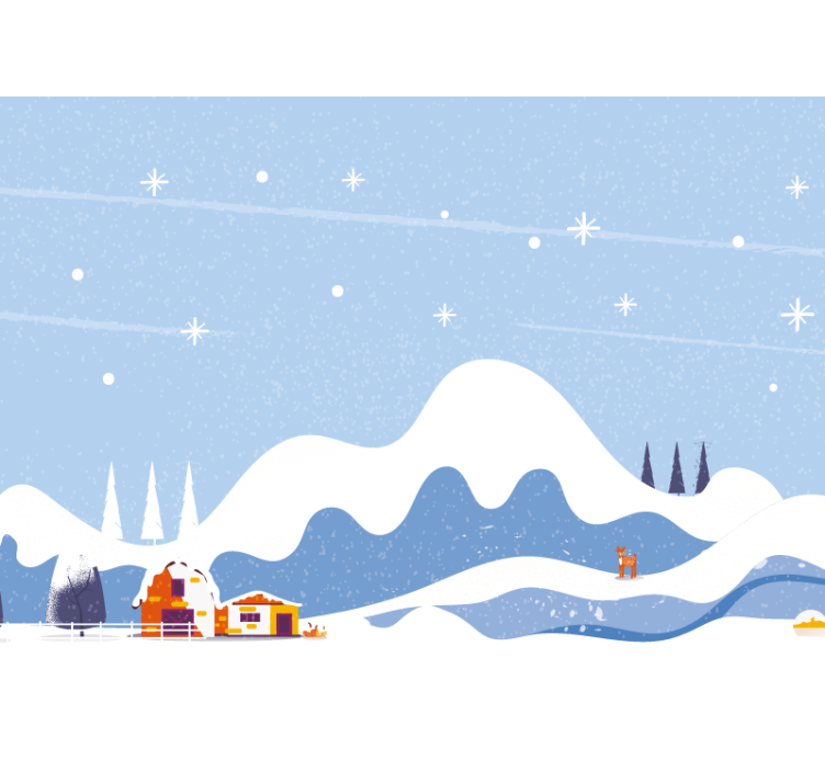 Tapisserie chambre enfant montagne enneigée dessinée - TenStickers